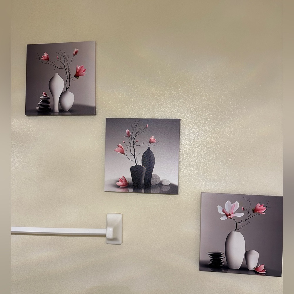 Floral Canvas Wall Art Set - Pink and Gray